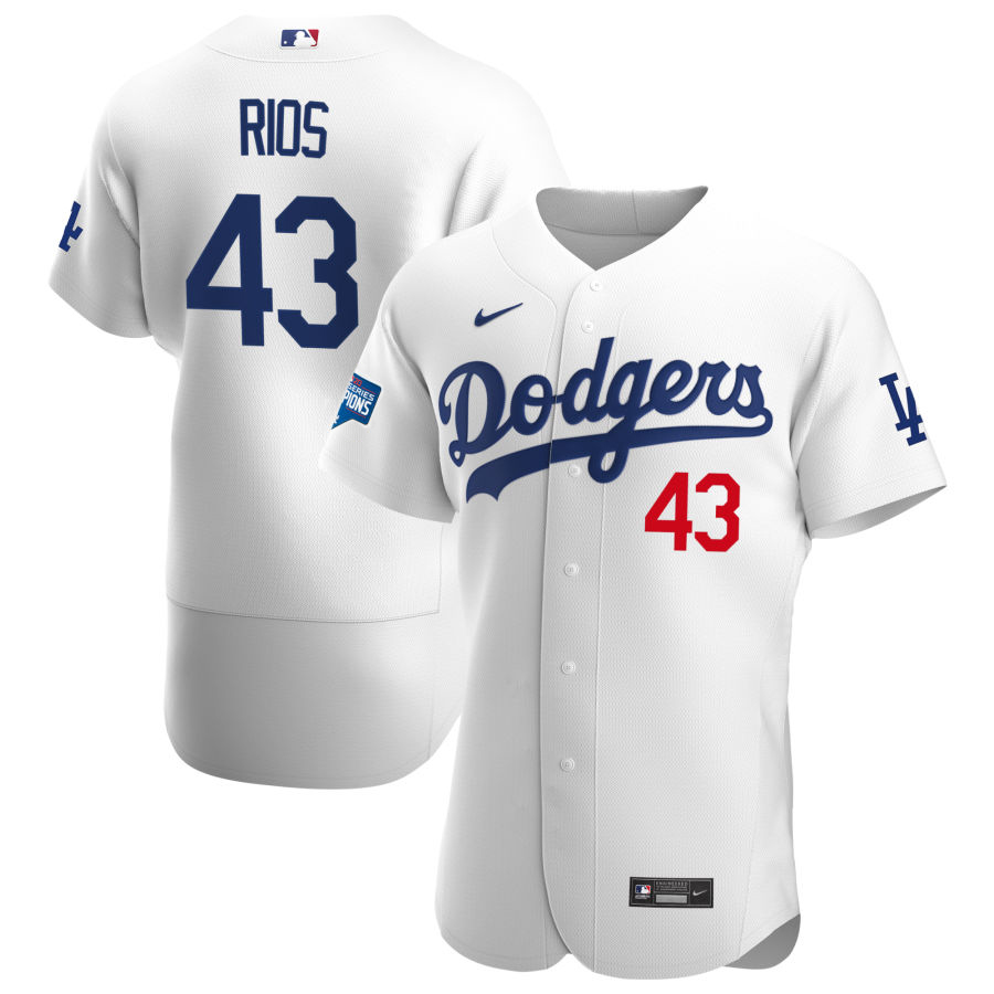 Los Angeles Dodgers #43 Edwin Rios Men Nike White Home 2020 World Series Champions Authentic Player MLB Jersey->los angeles dodgers->MLB Jersey